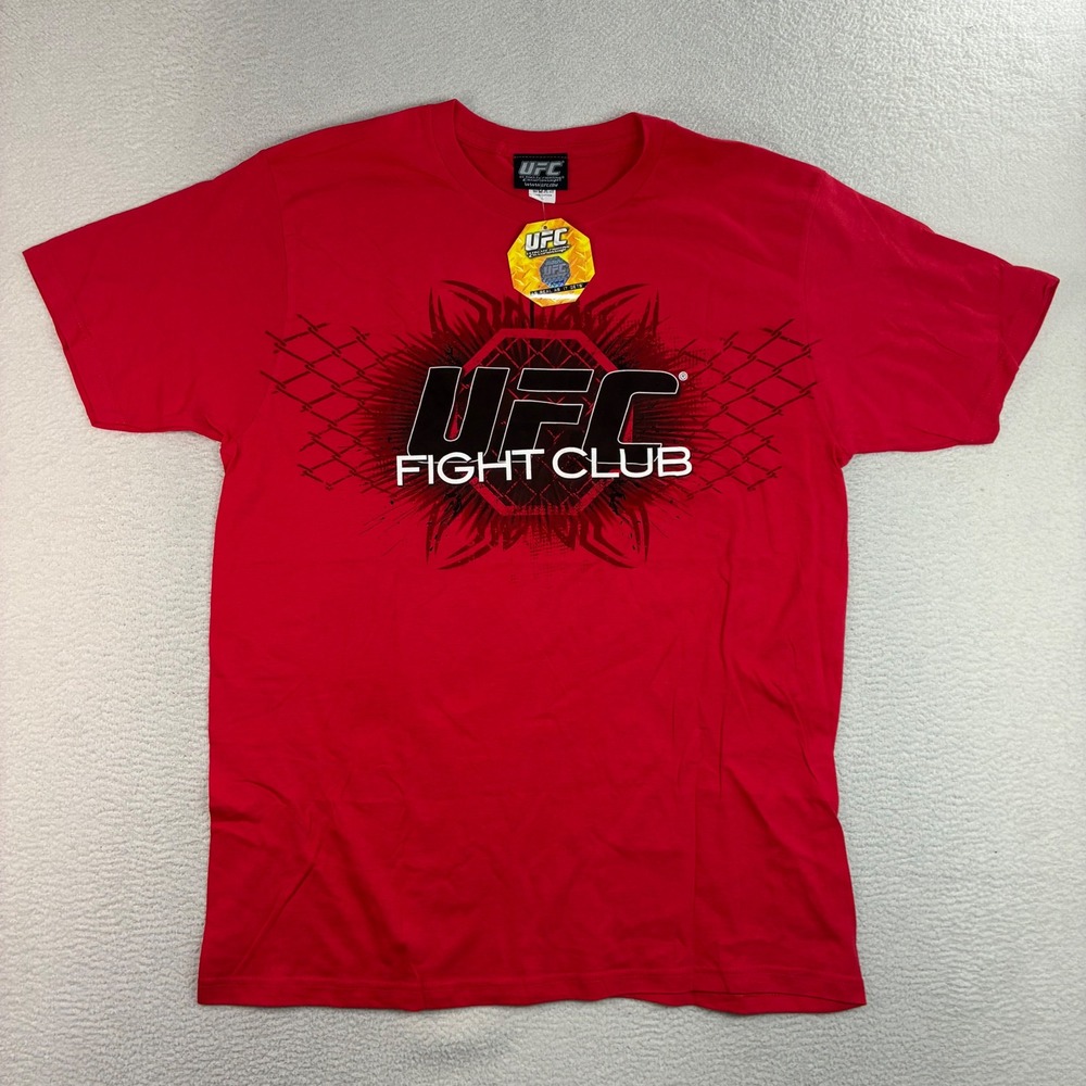 Y2K UFC T Shirt Men L Red Fight Club MMA Mixed Martial Arts Vintage Spellout NWT